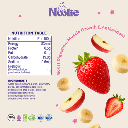 Noolie® Prebiotic Fruit Puree (Strawberry, Apple, Banana)